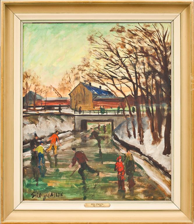 ERIK JÖNSSON, olja på pannå, signerad.