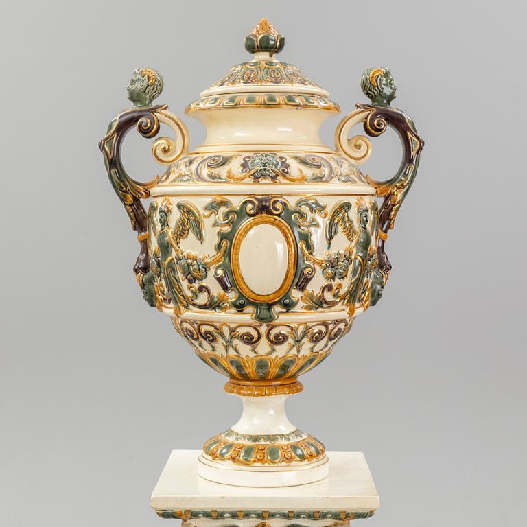 A cermic pedestal and urn from Rörstrand, late 20th Century.