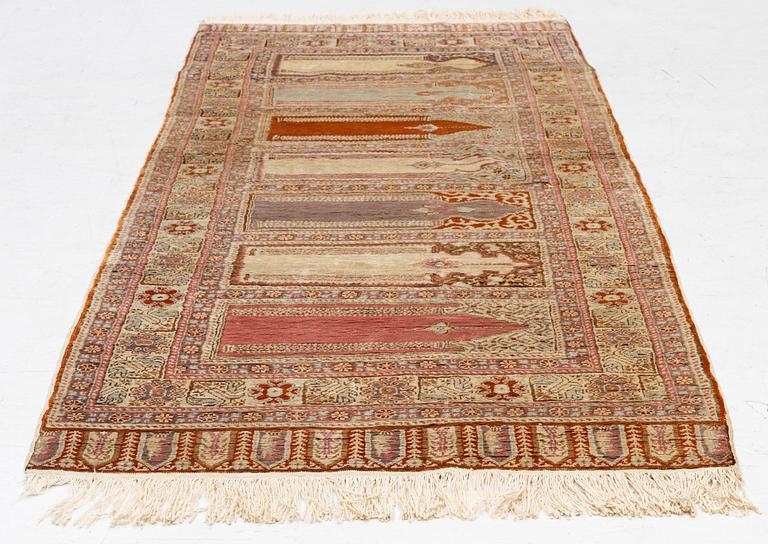 A Kayseri Saff rug, c. 228 x 87 cm.