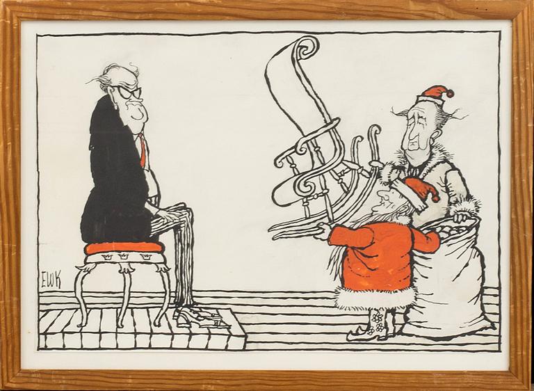 EVERT KARLSSON, teckning, signerad EWK.