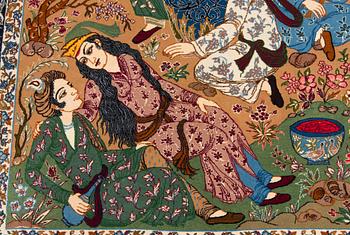 An Isfahan figural rug. Approx. 184x 121 cm.
