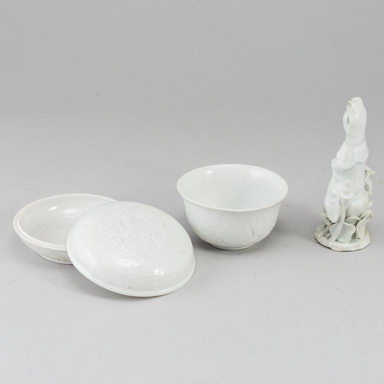 A group of white glazed ceramics, Qing dynasty, probably 17/18th Century.