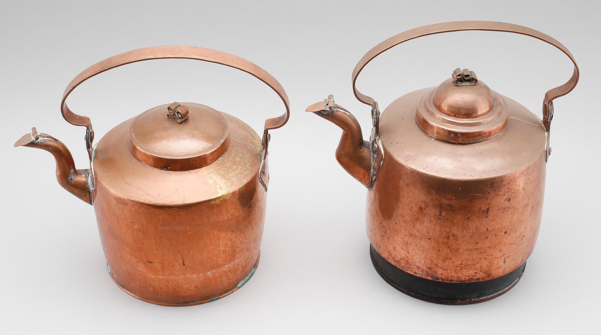 KANNOR, 2 st, koppar, 1800-tal.