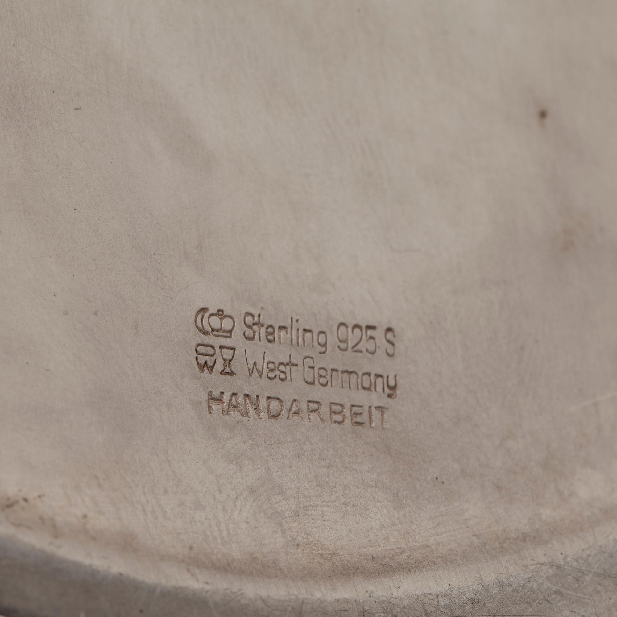 PARTI SILVER, 5 delar, bl a sterlingsilver, Tyskland. 1800 samt 1900-tal. Vikt ca 390 gram.