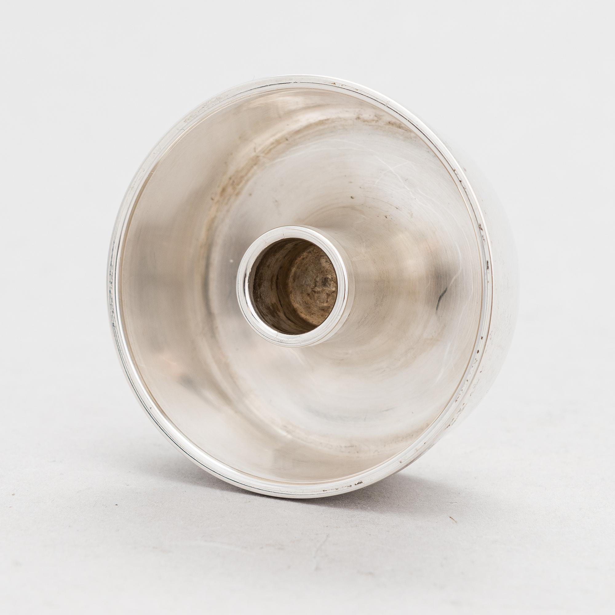 Bertel Gardberg, , A  'Birgitta' silver candleholder, model 22908, Hopeatehdas oy, Helsinki 1965.