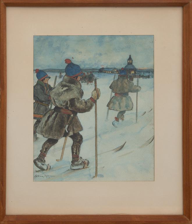 HILDING NYMAN, akvarell, signerad.