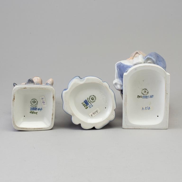 Three Royal Copenhagen porcelain figurines, Denmark, 20th century.