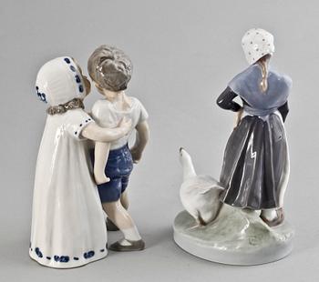 FIGURINER, 2 st, porslin, Royal Copenhagen, Danmark.