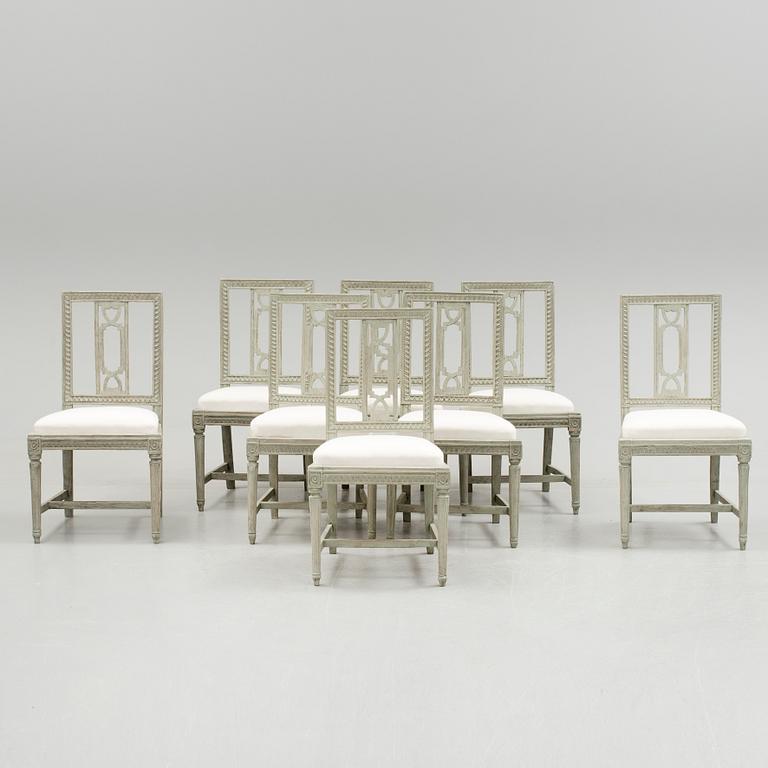 a set of  eight gustavian chairs from around year 1800.