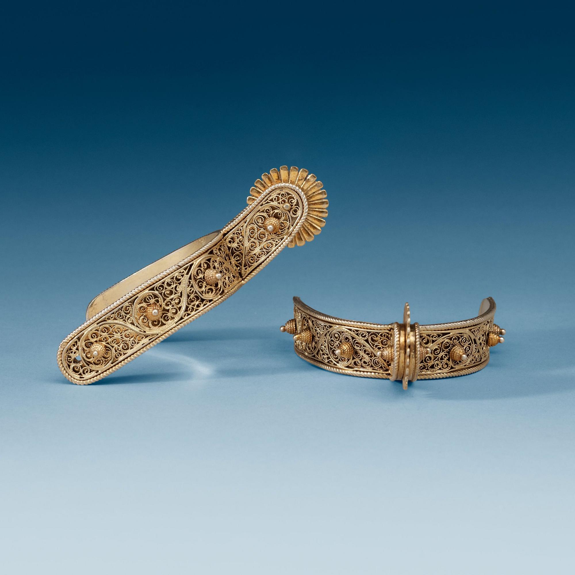 A pair of possibly Austria-Hungary 19th century silver-gilt spurs.