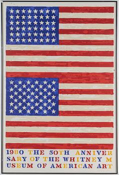 JASPER JOHNS, poster, "The 50th anniversary of the Whitney Museum of American Art 1980".