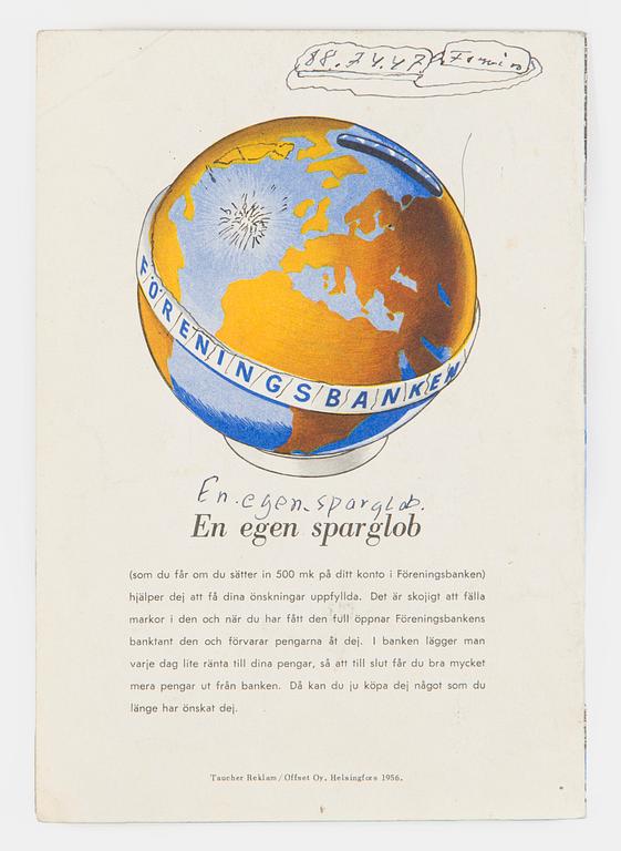 Tove Jansson, Booklet, A Tale of Moomintroll for Föreningsbanken, Helsinki 1956.