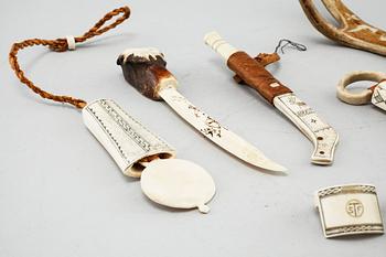 Seven sami objects, i.a letter openers, first half of the 20th century.