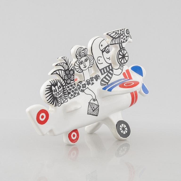Lisa Larson, figurin, stengods, "Flygplan", ur serien "Traffic", Gustavsberg 1971-73.