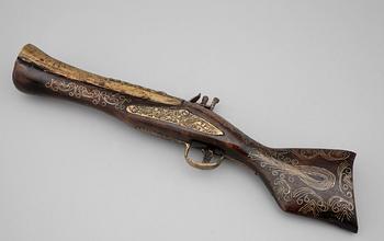 MUSKEDUNDER, flintlås, orientaliskt, 1800/1900-tal.