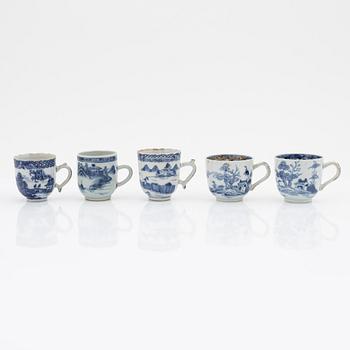 A set of 11 odd Chinese Export cups, Qing dynasty, 18th Century.