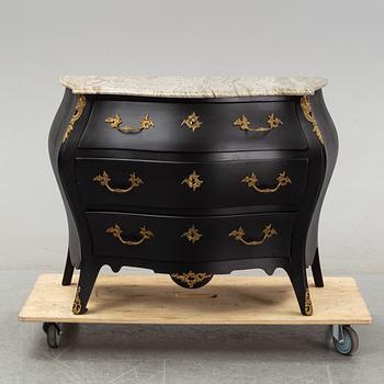 A painted Rococo style chest of drawers, mid 20th Century.