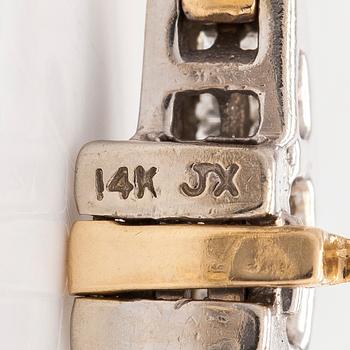 Rannekoru, 14K kultaa/valkokultaa prinsess- ja baguettehiottuja timantteja.