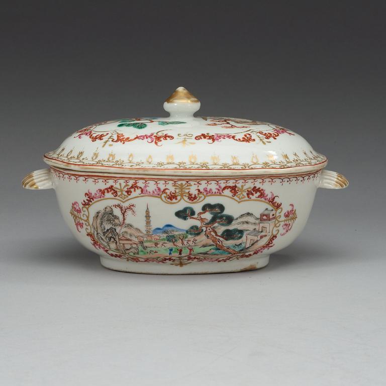 A famille rose and gold tureen with cover, Qing dynasty, Qianlong (1736-1795).