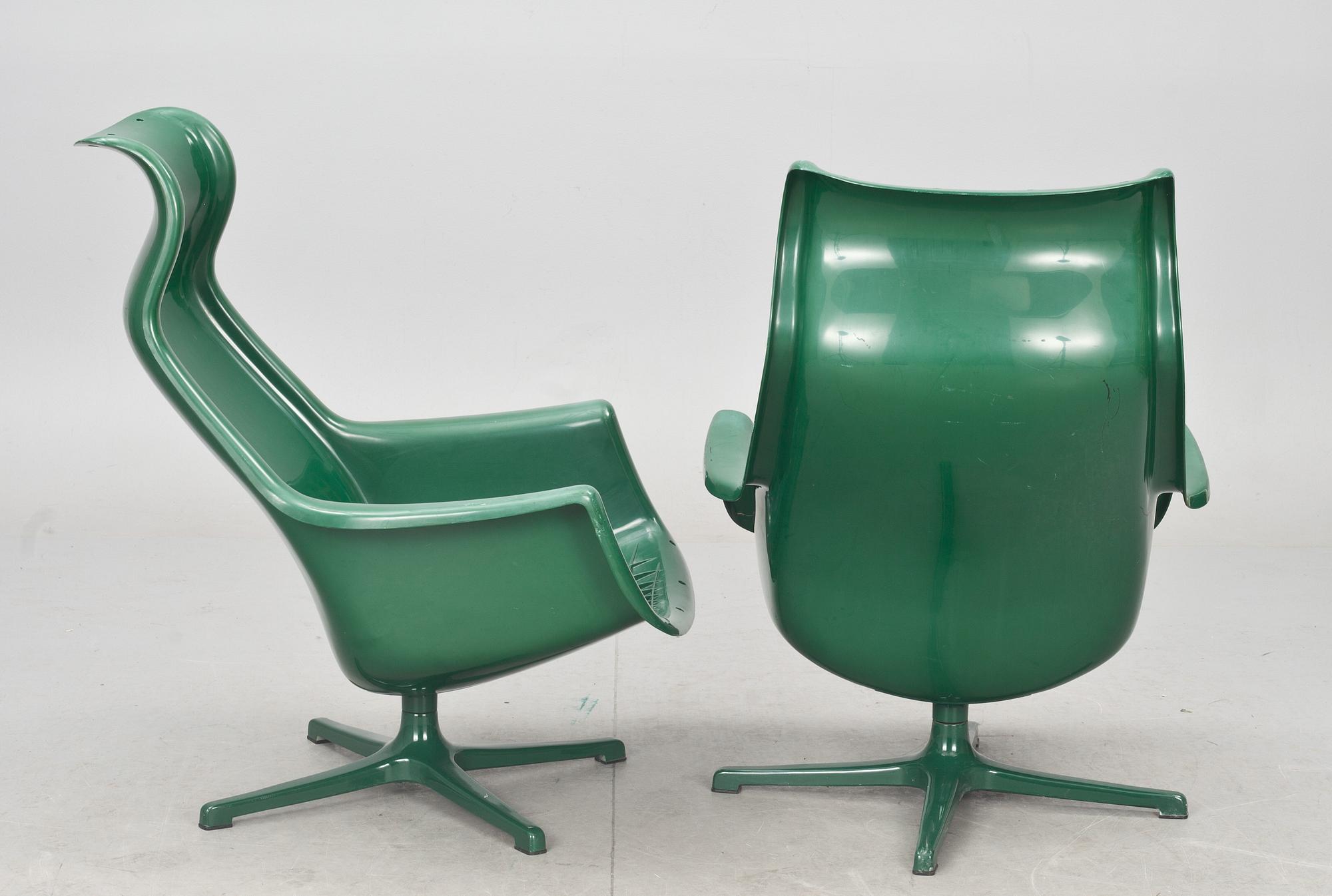 FÅTÖLJER, 2 st, "Galaxy", Alf Svensson och Yngve Sandström för DUX.