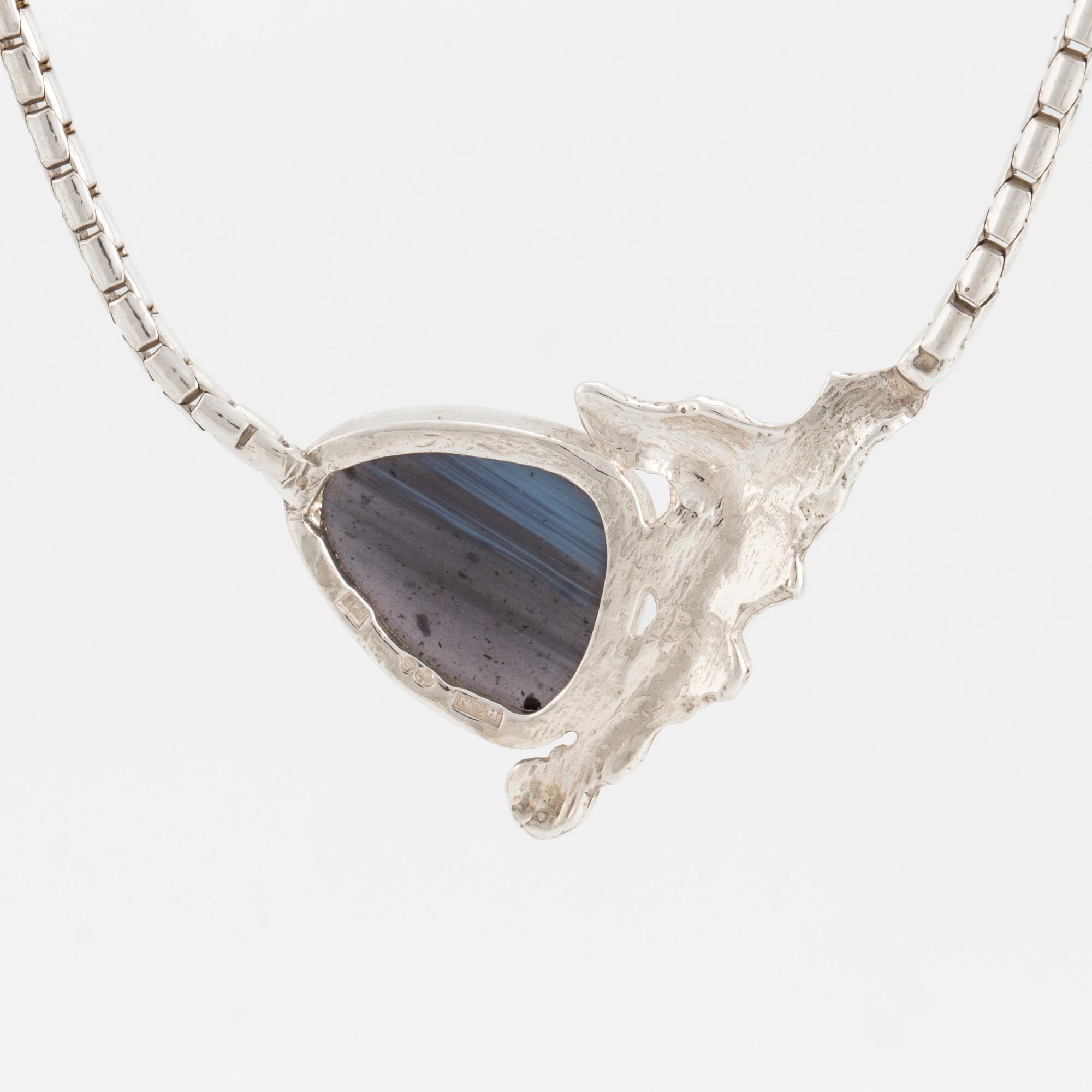 COLLIER "Bergslagssmycke" med blå slaggsten.