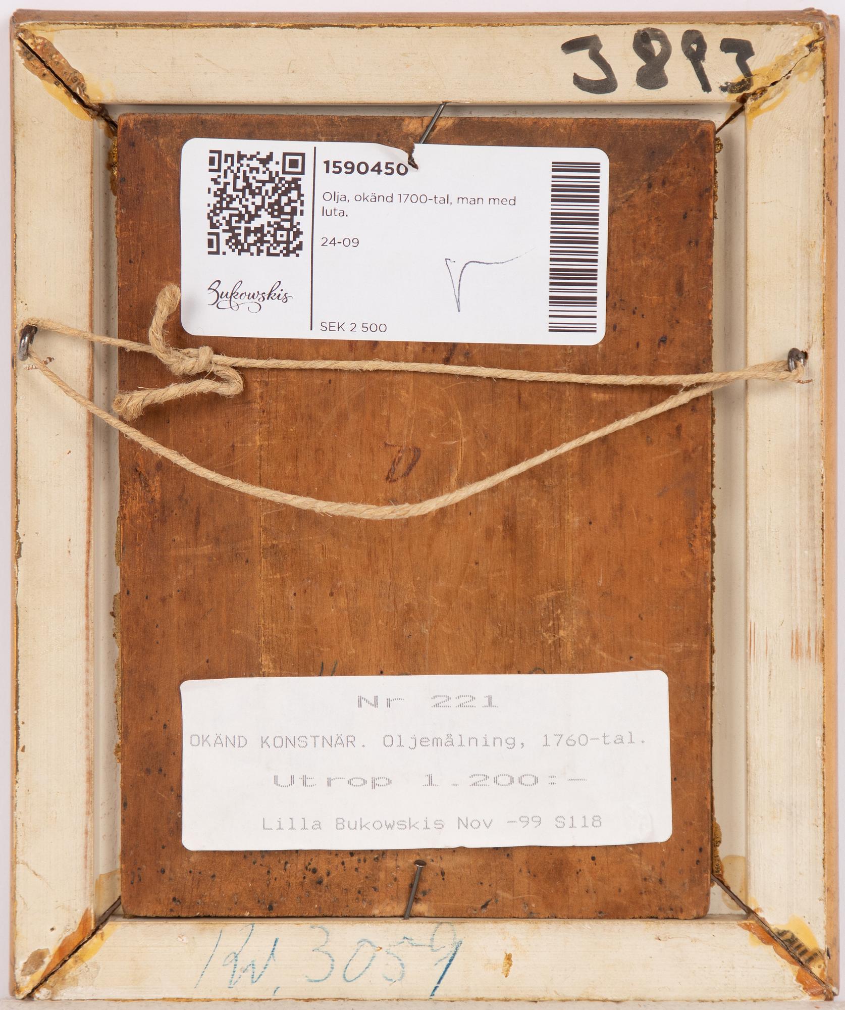 Svensk konstnär, 1700-tal. Yngling med luta.