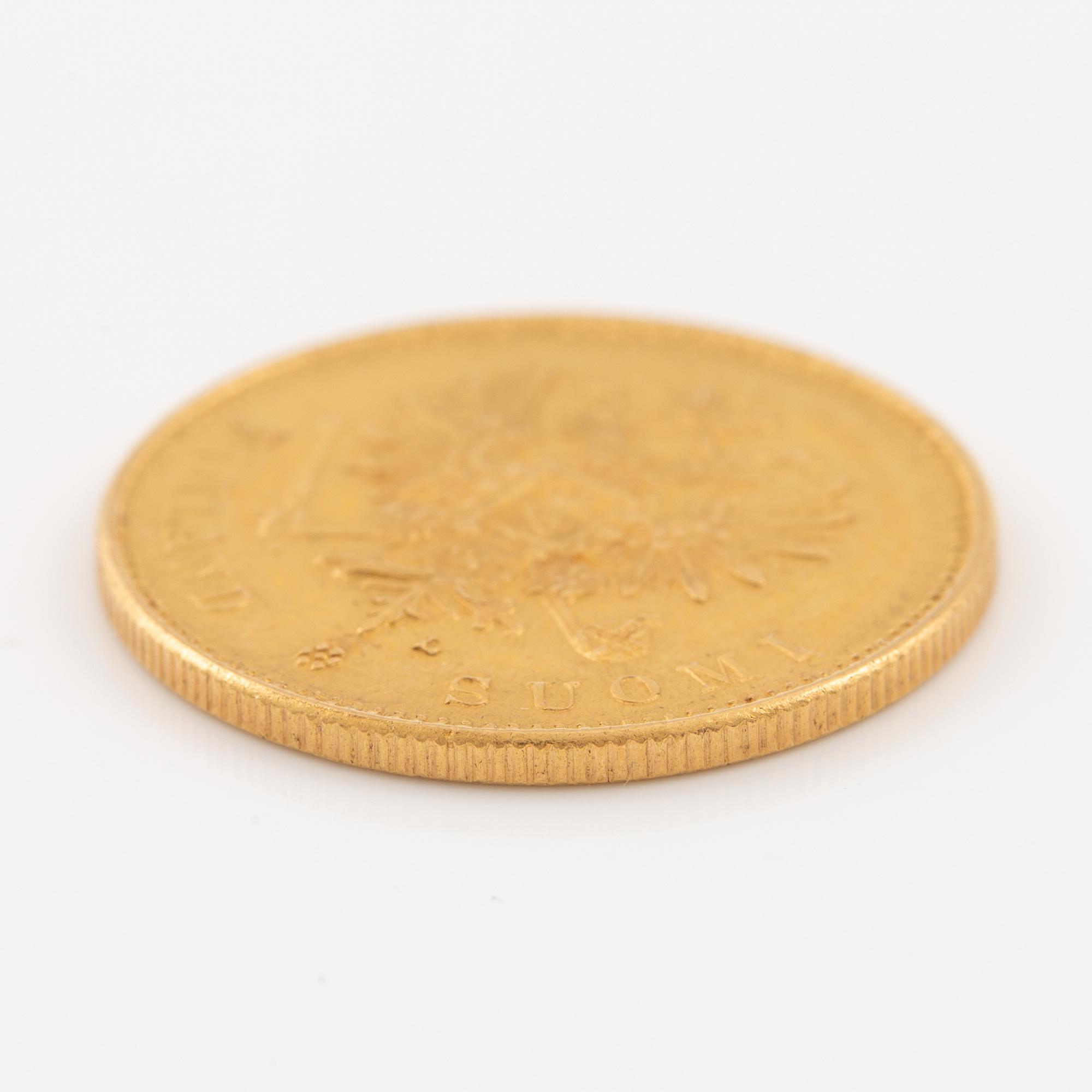 A goldcoin, Finland, Russian Duchy, 20 Markkaa, 1904.