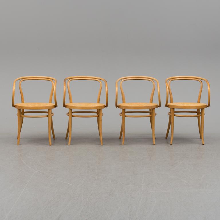 Four Thonet bent-wood armchairs, first half of the 20th Century.