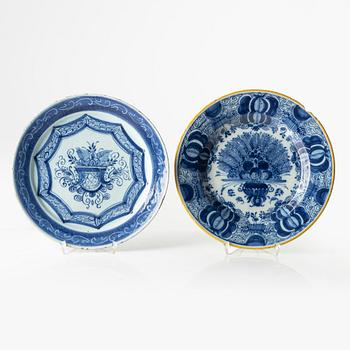 Two earthenware plates, Delft, the Netherlands, 18th/19th century.