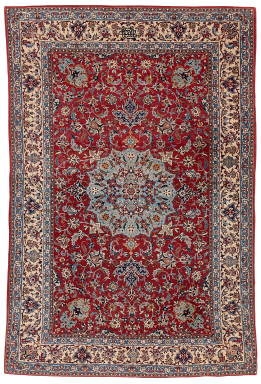 A rug, semi-antique, Nain Tuteshk, signed Sadegh Naini, ca 214 x 148 cm.