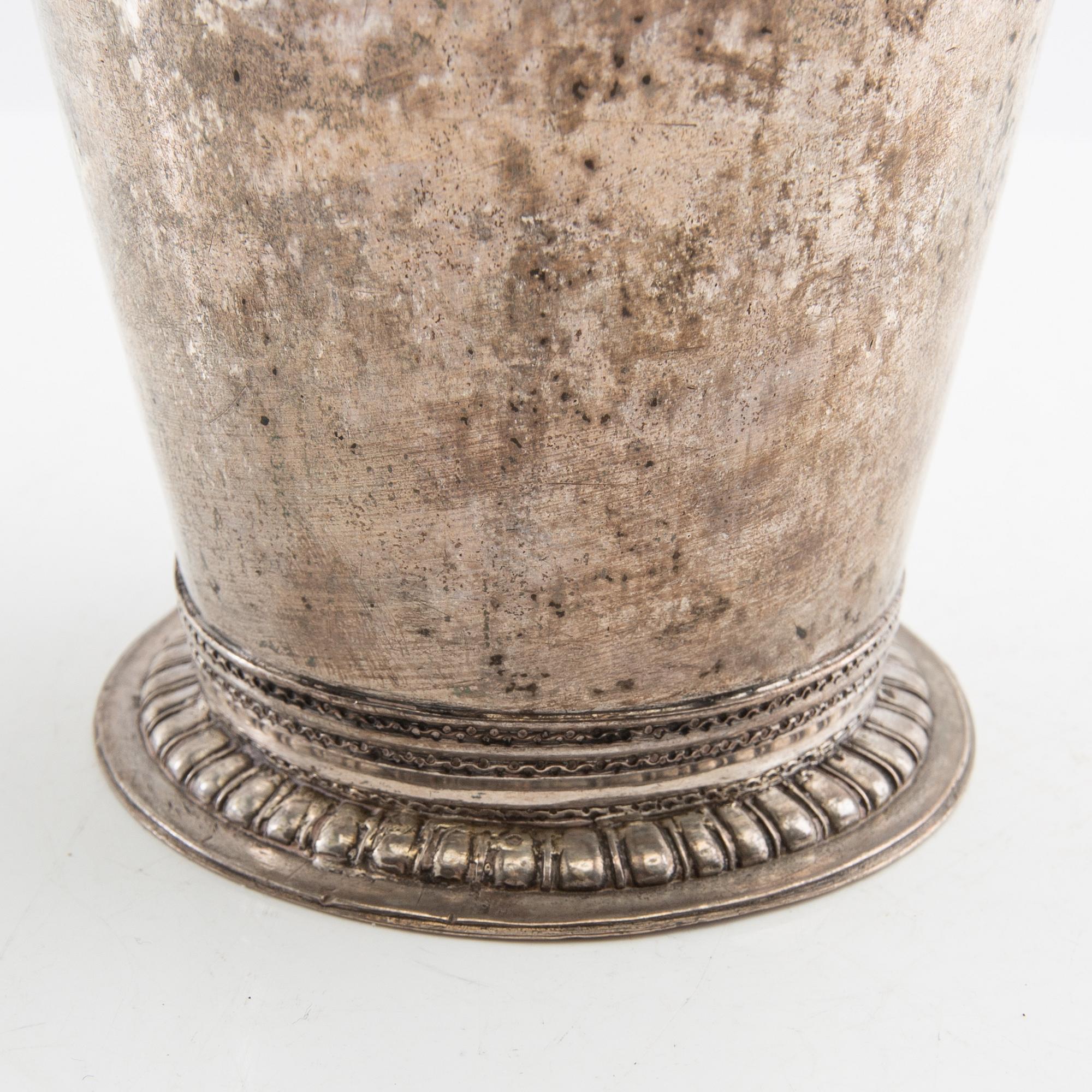 Pokal silver Nordeuropa, oidentifierad mästarstämpel, sannolikt 1700-tal.