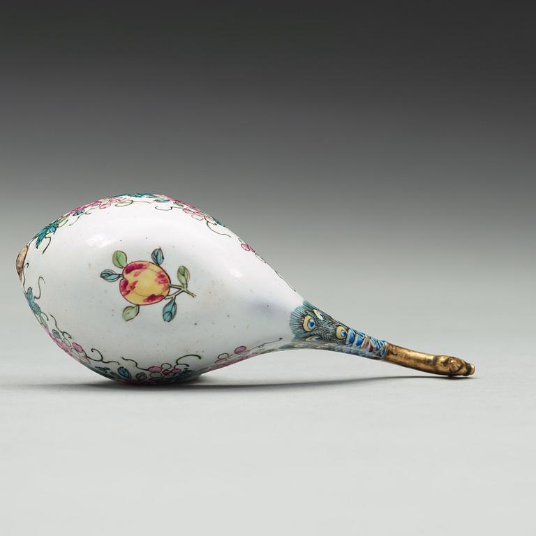 A enamel on copper ladle, Qing dynasty, 19th Century.