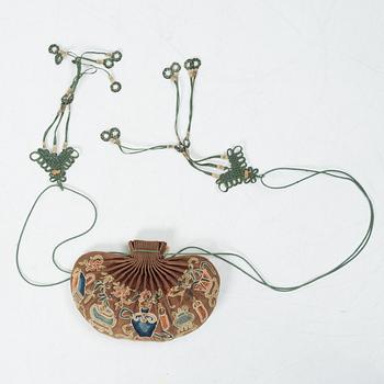 Two silk hebao purses, China, Qing dynasty, 19th century.