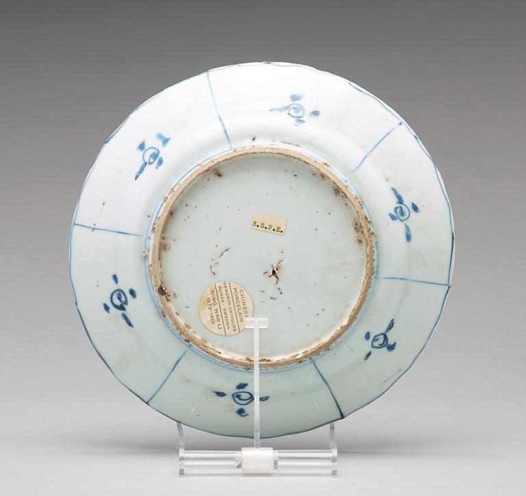 A set of six blue and white kraak dishes, Ming dynasty, Wanli (1572-1620).