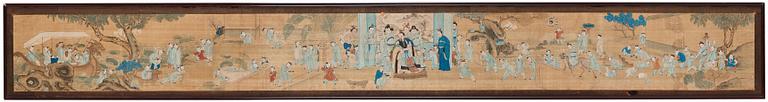 A Chinese painting, ink and colour on silk, Qing dynasty, 19th century.