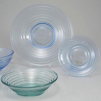AINO AALTO, servisdelar, 10 st, glas, "Bölgeblick", Karhula, Finland, 1930-tal.