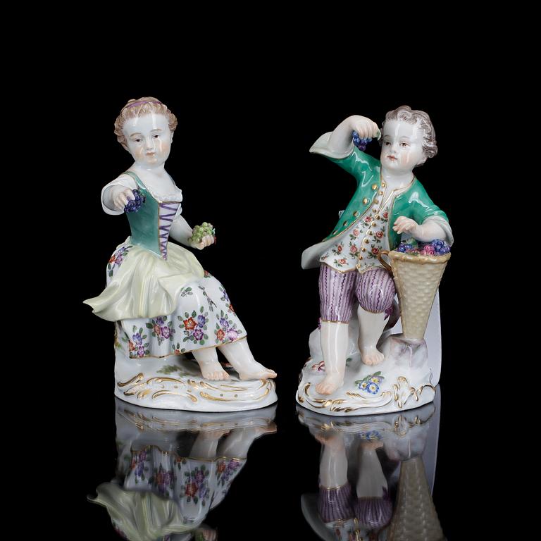 FIGURINER, ett par, porslin, Meissen, 1924-1934.