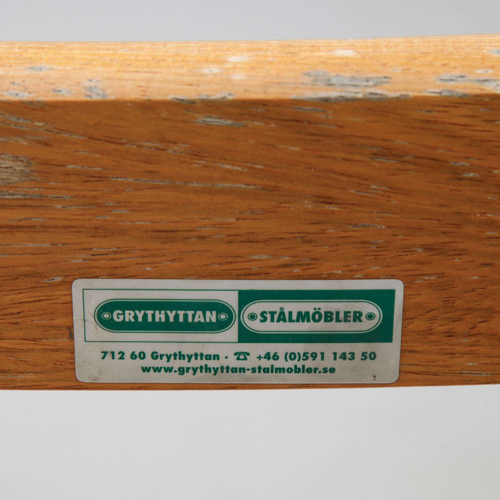 A set of four chairs and one table, Grythyttan, late 20th century.