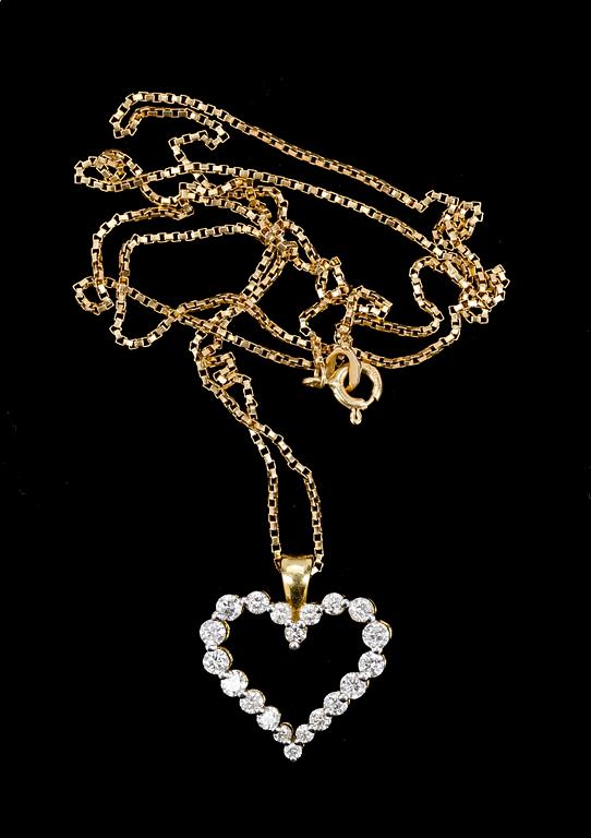 HÄNGE MED KEDJA, 18k guld med diamanter, tot ca 2.00 ct.
