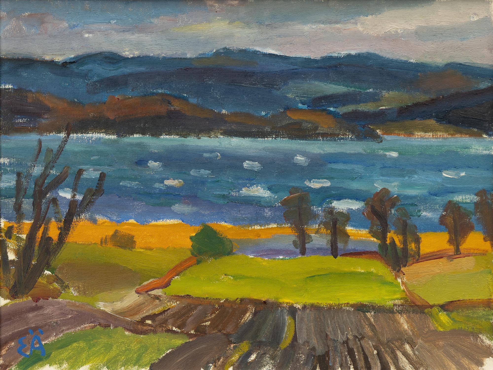 Erling Ärlingsson, "Utsikt tvärs över Fryken, stormig höstdag 1962".