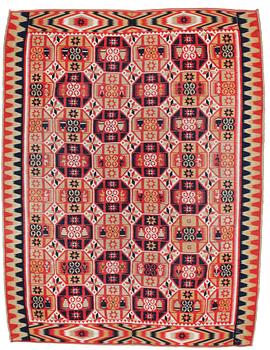 BED COVER. Double-interlocked tapestry. 171 x 128,5 cm. Scania, Sweden, around 1830. Frosta/Färs district.