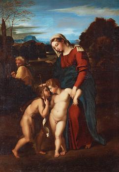 415. Rafael Efter, Den heliga familjen med Johannes Döparen.