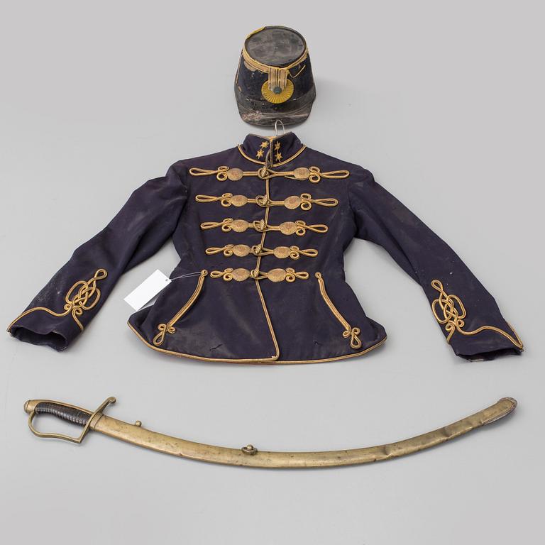 UNIFORMSJACKA, KEPI samt SABEL, 1800-tal.
