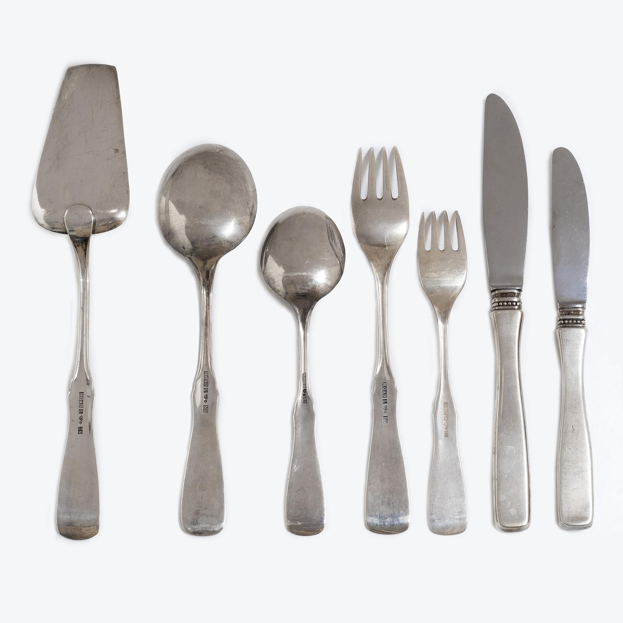Eric Löfman, a 87-piece silver flatware set, model 'uppsala', MGAB, Sweden, 1962-67.