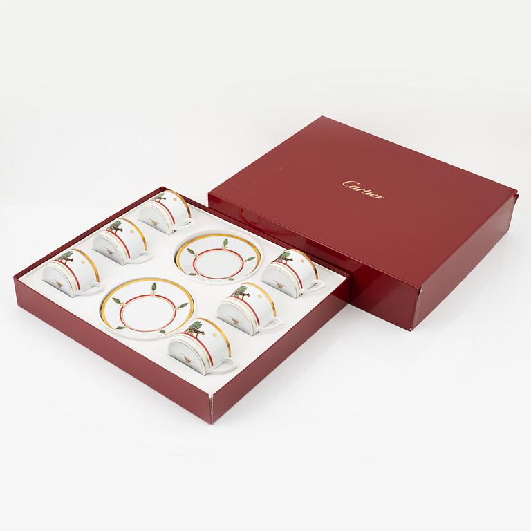 Cartier, tekoppar, 6 st, porslin, Limoges, Frankrike.