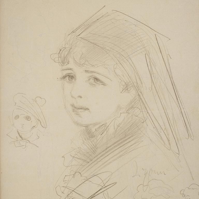 Anders Zorn, A portrait sketch and caricature drawings.