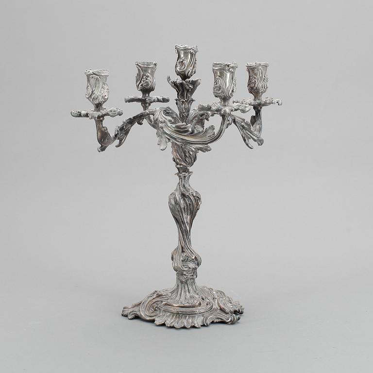 KANDELABER, vitmetall, nyrokoko, 1800-talets andra hälft.