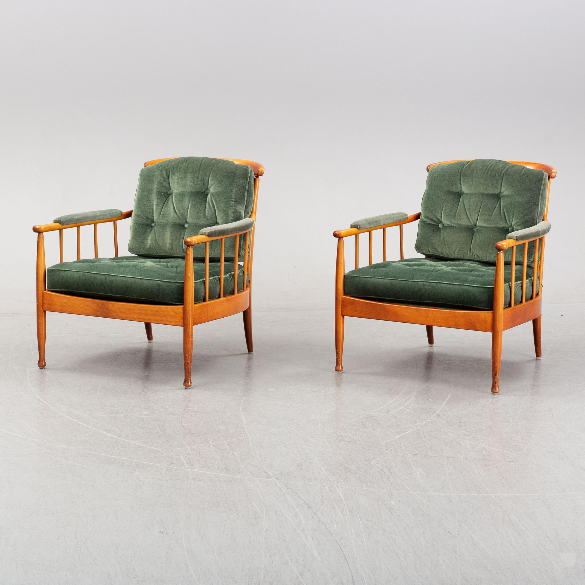 A pair of 'Skrindan' easy chairs by Kerstin Hörlin-Holmquist for OPE, 1960's.