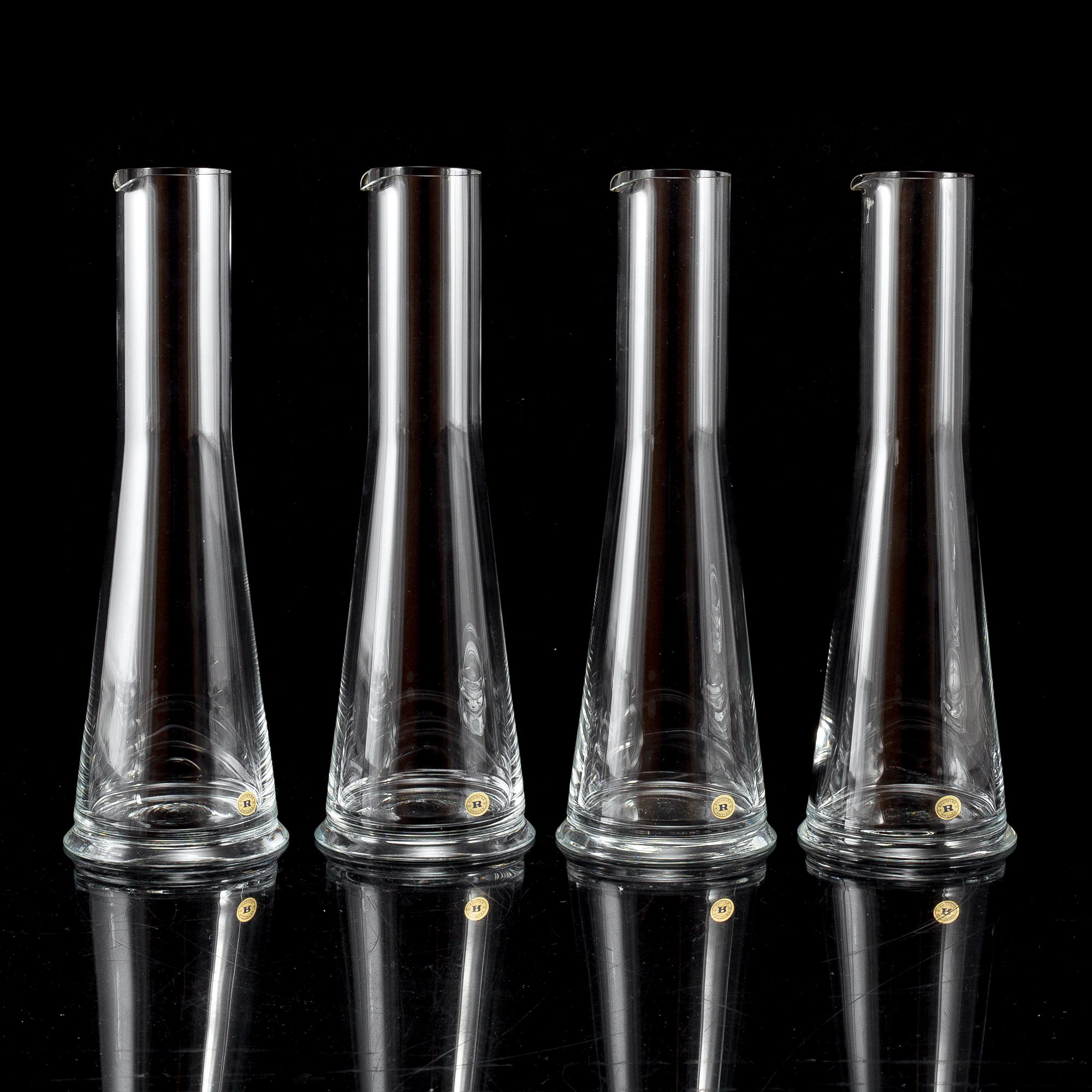KARAFFER, 4 st, "Basic", Margareta Hennix, Reijmyre Glasbruk.