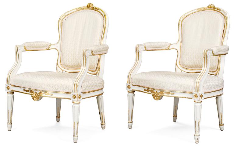 A pair of Gustavian armchairs.